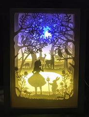 Alice Light Shadow Paper Carving Light Box Drawings Handmade Multi-layer Paper Art DIY Electronic Version Form Drawing