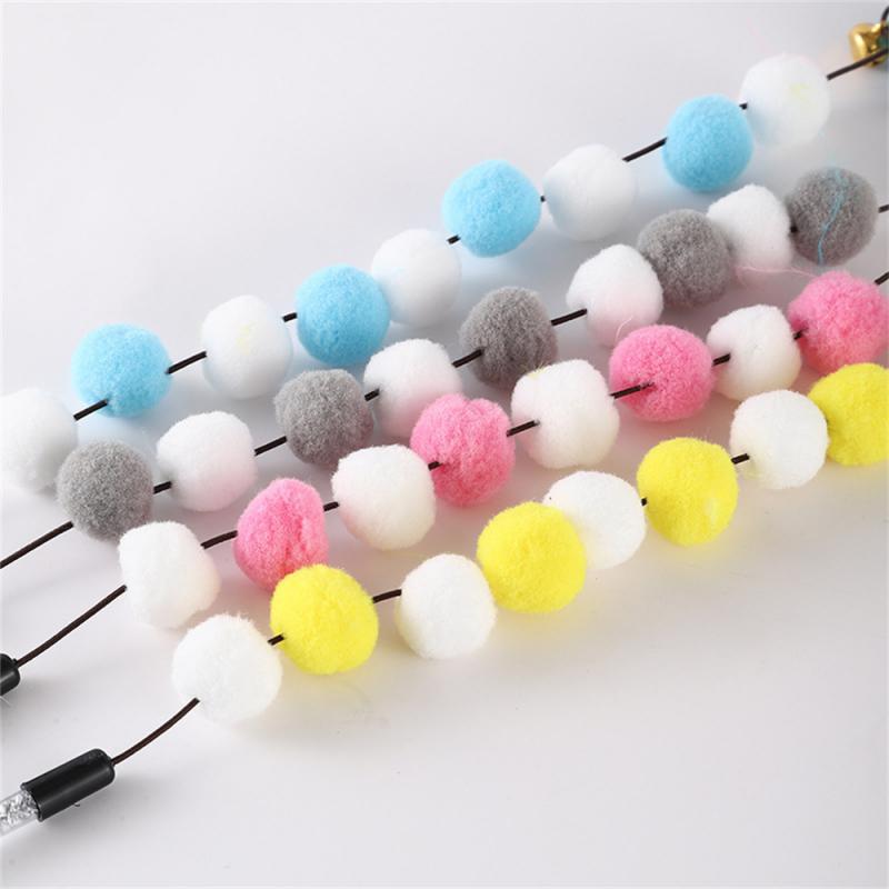 Pompom Cat Toys 1pcs Interactive Stick Feather Toys Kitten Teasing Durable Playing Plush Ball Pet Supplies For Cat Exercise