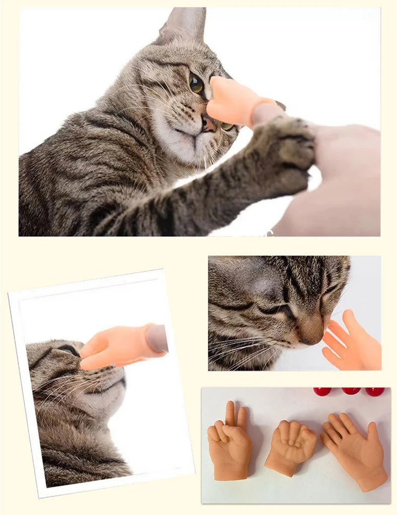 Cat Novelty Toys Teasing Cat TPR Soft Finger Gloves Funny Mini Hands Creative Finger Toys Fake Hand Cat Interactive Toys