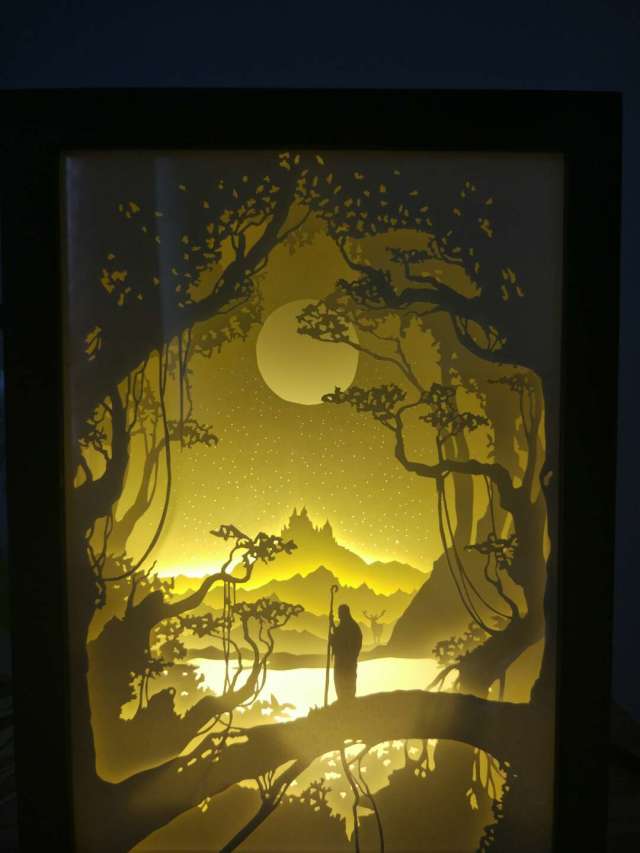Light Shadow Paper Carving Light Box Drawings Handmade Multi-layer Paper Art DIY Electronic Version Form Drawing 007
