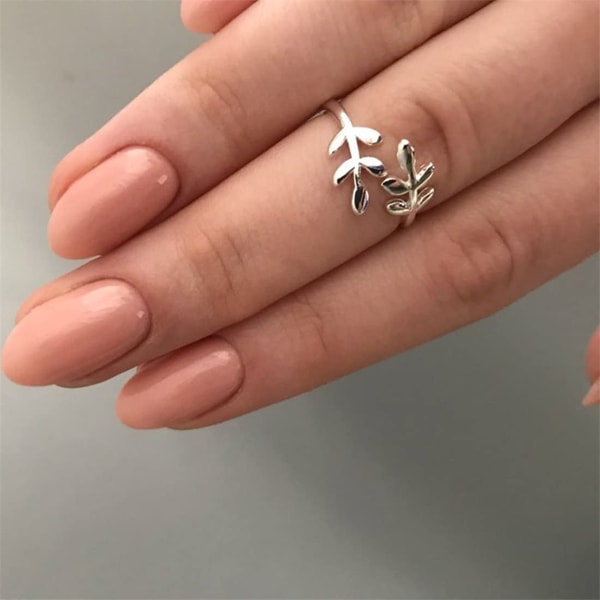 Adjustable Olive Branch Leaf Ring