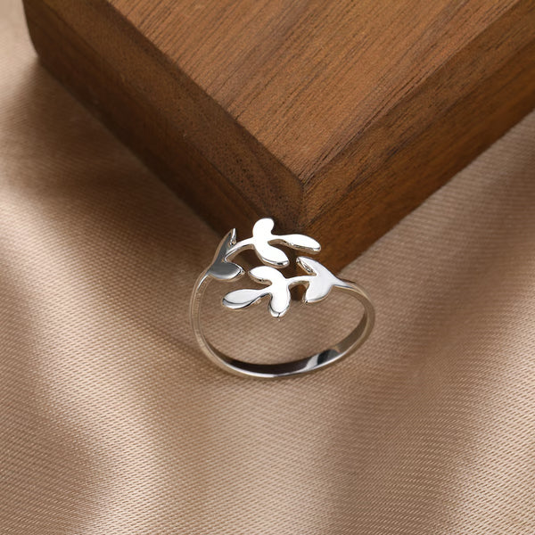 Adjustable Olive Branch Leaf Ring